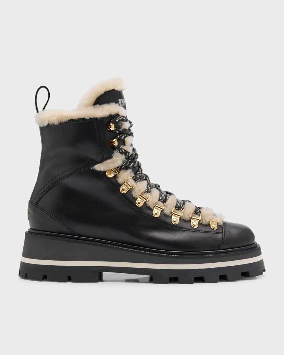 Leather Shearling Hiking Boots